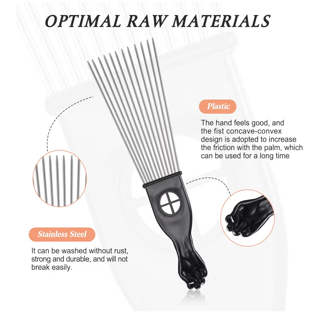 Metal Afro Fan Pik Comb (large)